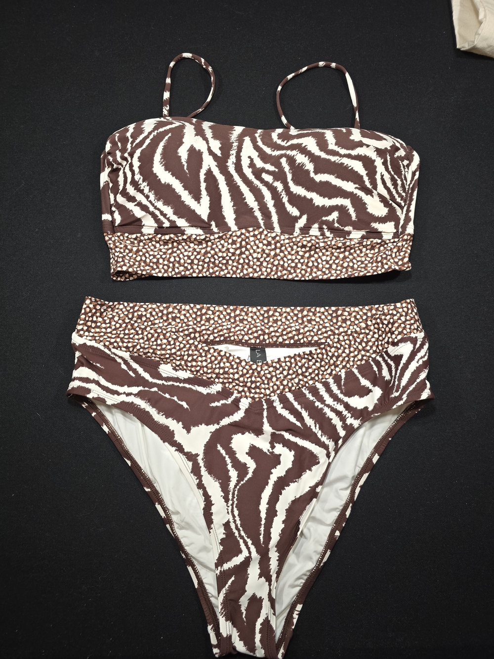La Blanca Brown & White Mixed Print Bikini.  Top 14 Bottom 16